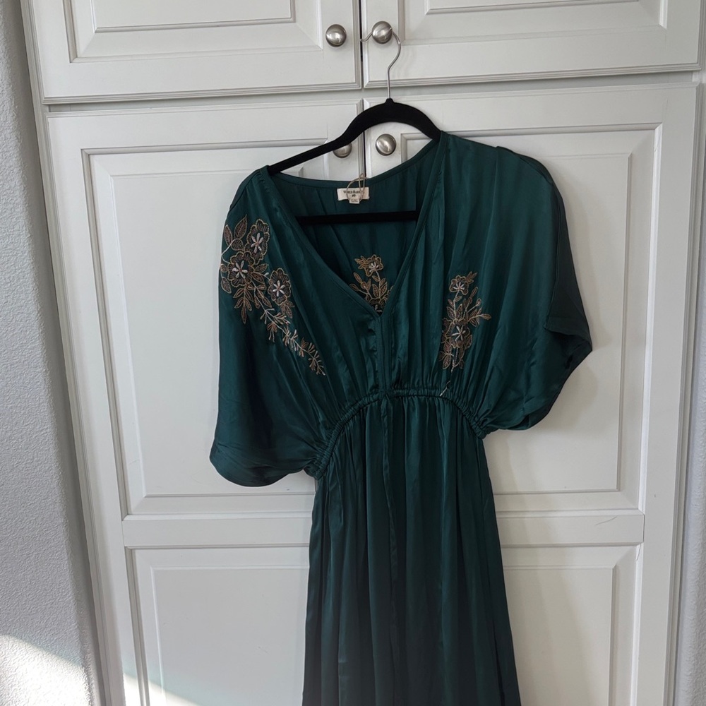 Cost Plus World Market Teal Maxi Dress with Floral Details